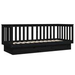 vidaXL Lit de jour Noir 90x190 cm Bois de pin massif