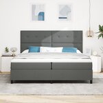vidaXL Lit ressorts avec Matelas & LED Gris Foncé 200x200 cm Tissu