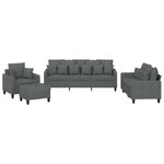vidaXL Ensemble de canapés 4 Pièces coussins gris foncé tissu