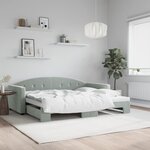 vidaXL Lit de jour avec lit gigogne gris clair 90x190 cm velours