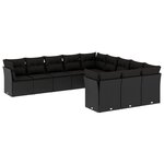 vidaXL Salon de jardin 11 Pièces avec coussins noir résine tressée