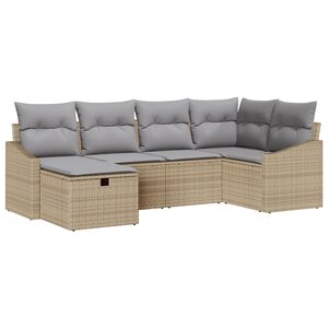 vidaXL Ensemble de canapé de jardin 6 pièces avec coussins beige en poly rattan