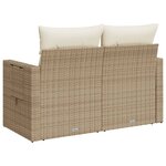 vidaXL Canapé de jardin avec coussins 2 places beige résine tressée