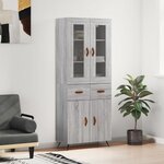 vidaXL Buffet haut Sonoma gris 69 5x34x180 cm Bois d'ingénierie