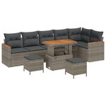 Canapé de jardin 9 pièces avec coussins gris