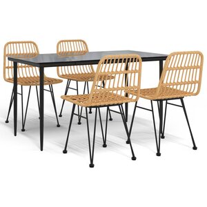 vidaXL Ensemble à manger de jardin 5Pièces Résine tressée