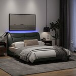 vidaXL Cadre de lit avec lumières LED gris foncé 120x200 cm tissu