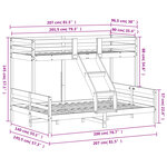 vidaXL Lit superposé 90x200/140x200 cm bois de pin massif