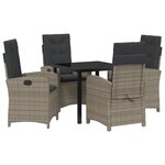 vidaXL Ensemble de salle à manger de jardin 5 pièces avec coussins en rattan poly gris