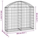 vidaXL Panier de gabions arqué 100x30x80/100 cm Fer galvanisé