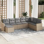 vidaXL Salon de jardin avec coussins 8 Pièces beige résine tressée