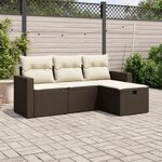 vidaXL Salon de jardin 4 Pièces avec coussins marron résine tressée