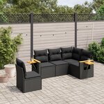 vidaXL Salon de jardin 5 Pièces avec coussins noir résine tressée
