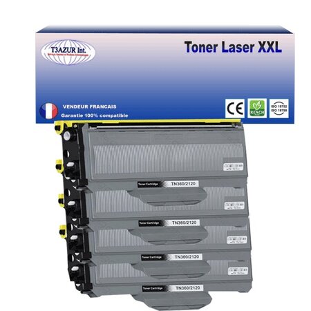 4 Toners compatibles avec RICOH AFICIO SP1200, SP1200S, SP1200SF, SP1210, SP1210, SP1210N, TN2120 - 2 600 pages - T3AZUR