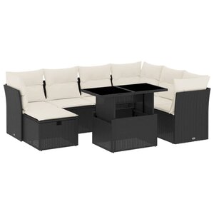 vidaXL Salon de jardin 8 Pièces avec coussins noir résine tressée