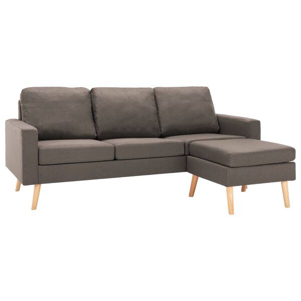 vidaXL Canapé à 3 places avec repose-pied Taupe Tissu