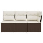 vidaXL Canapé de jardin avec coussins 3 places brun résine tressée
