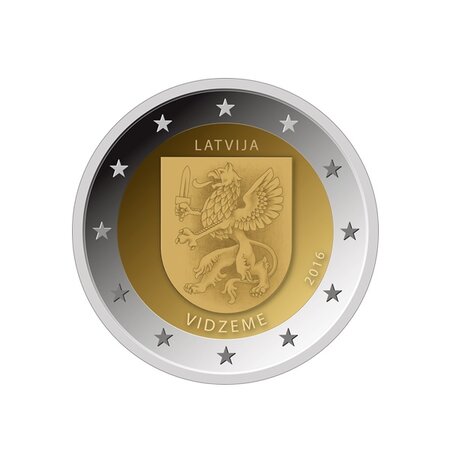 Pièce de monnaie 2 euro commémorative Lettonie 2016 – Vidzeme