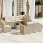 vidaXL Salon de jardin avec coussins 9 Pièces beige résine tressée