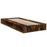 vidaXL Cadre de lit chêne fumé 100x200 cm bois d'ingénierie