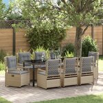 vidaXL Ensemble de salle à manger de jardin 9 pièces Rattan poly beige