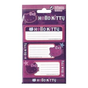 Hello kitty - 12 étiquettes autocollantes - collection étoiles