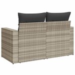 vidaXL Canapé de jardin 2 places et coussins gris clair résine tressée