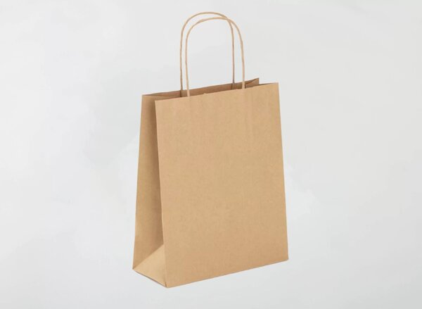250 Sacs cabas en papier kraft avec poignées torsadées