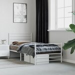 vidaXL Cadre de lit métal avec tête de lit/pied de lit blanc 75x190 cm