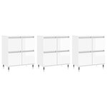 vidaXL Buffets 3 Pièces blanc brillant bois d'ingénierie