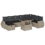 vidaXL Salon de jardin 9 Pièces avec coussins gris clair résine tressée