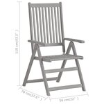 vidaXL Chaises inclinables de jardin 3 Pièces avec coussins Bois d'acacia