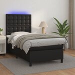 vidaXL Sommier à lattes de lit avec matelas et LED Noir 90x200 cm