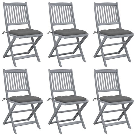 vidaXL Chaises pliables d'extérieur 6 Pièces avec coussins Bois d'acacia