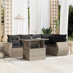 vidaXL Salon de jardin 6 Pièces avec coussins gris clair résine tressée