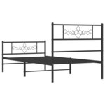vidaXL Cadre de lit métal avec tête de lit/pied de lit noir 90x200 cm