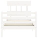 vidaXL Cadre de lit avec tête de lit blanc simple bois massif