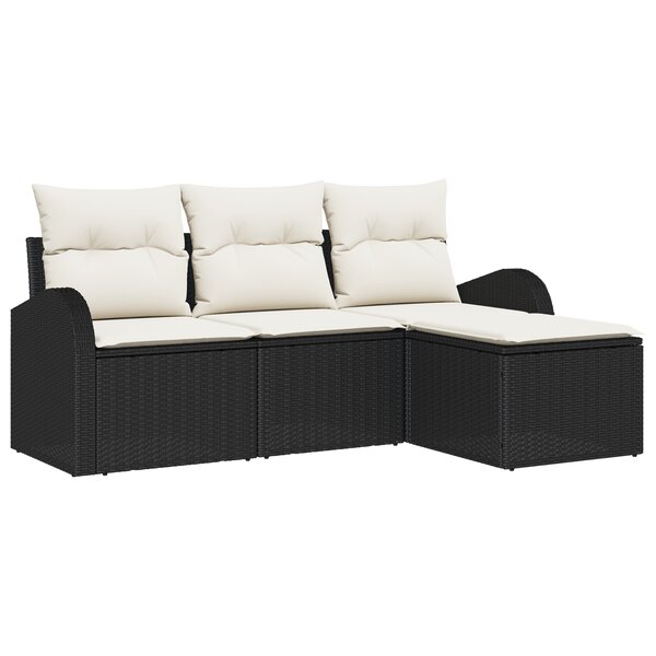 Ensemble de Sofa de Jardin 4 Pièces avec Coussins Rattan Noir