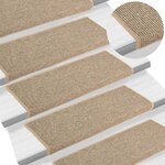 vidaXL Tapis d'escalier auto-adhésifs 15 Pièces Beige foncé 65x21x4 cm