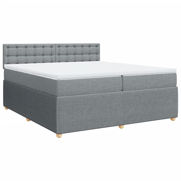 vidaXL Sommier à lattes de lit avec matelas Gris clair 200x200cm Tissu
