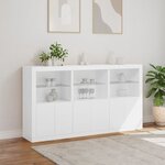 vidaXL Buffet avec lumières LED blanc 181 5x37x100 cm