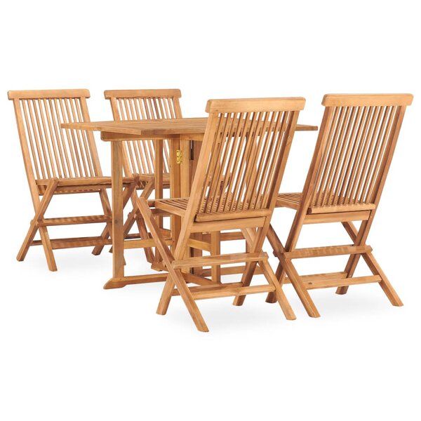vidaXL Ensemble à manger d'extérieur pliable 5 Pièces Bois solide de teck