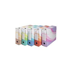 Lot 5 Boites Archive Dos 80mm Carton Ondulé - Couleurs Assorties - X 8 - Exacompta