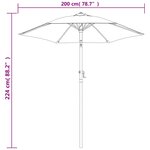 vidaXL Parasol Bordeaux 200x224 cm Aluminium