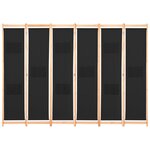 vidaXL Cloison de séparation 6 panneaux Noir 240 x 170 x 4 cm Tissu
