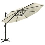 vidaXL Parasol à 4 niveaux avec mât en aluminium Sable 3x3 m