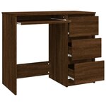 Bureau table poste de travail meuble d'ordinateur informatique étude chêne 90 x 45 x 76 cm bois d'ingénierie brun 02_0023627