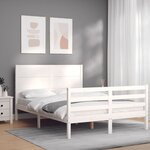 vidaXL Cadre de lit avec tête de lit blanc 140x200 cm bois massif