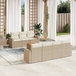vidaXL Salon de jardin avec coussins 8 Pièces beige résine tressée