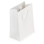 Sac pelliculé brillant blanc à poignées cordelières 40 x 32 x 12 cm (lot de 25)